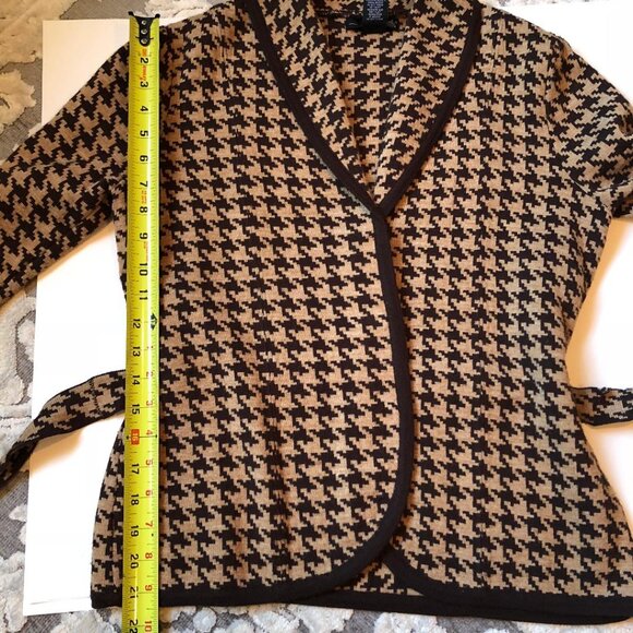 Willi Smith, Brown, Houndstooth, knit, wool-blend, sweater jacket blazer, Sz PM - Picture 7 of 7